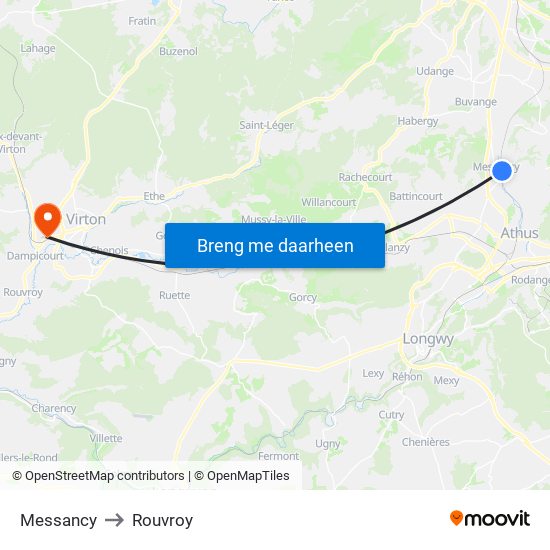 Messancy to Rouvroy map