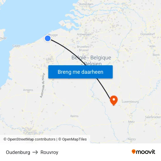 Oudenburg to Rouvroy map