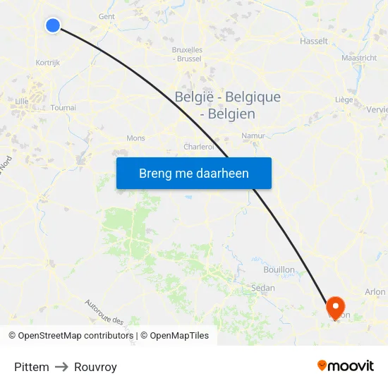 Pittem to Rouvroy map