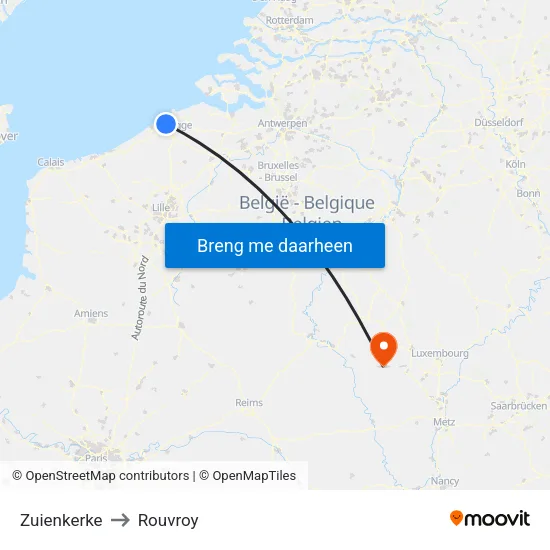 Zuienkerke to Rouvroy map
