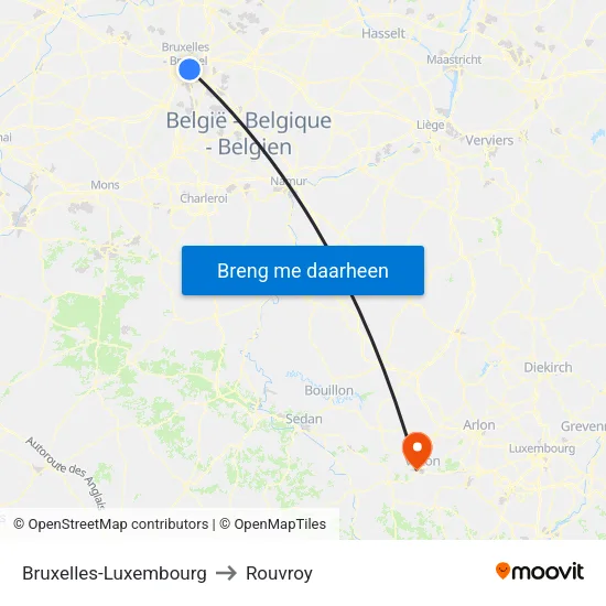 Bruxelles-Luxembourg to Rouvroy map