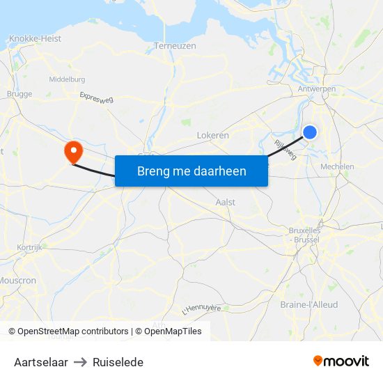 Aartselaar to Ruiselede map