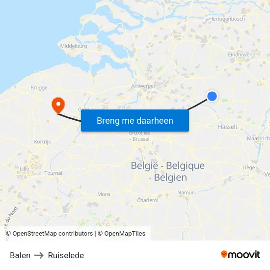 Balen to Ruiselede map