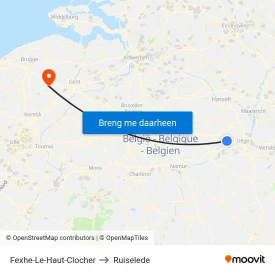 Fexhe-Le-Haut-Clocher to Ruiselede map