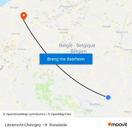 Libramont-Chevigny to Ruiselede map