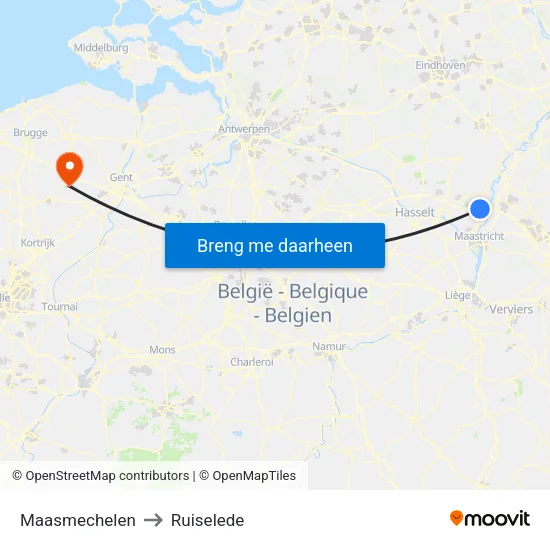 Maasmechelen to Ruiselede map