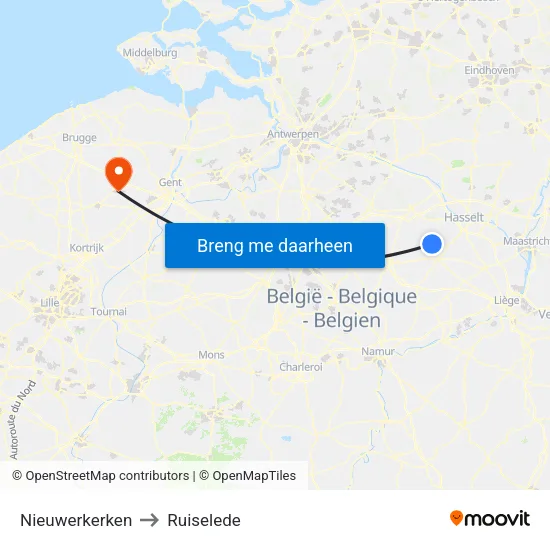 Nieuwerkerken to Ruiselede map