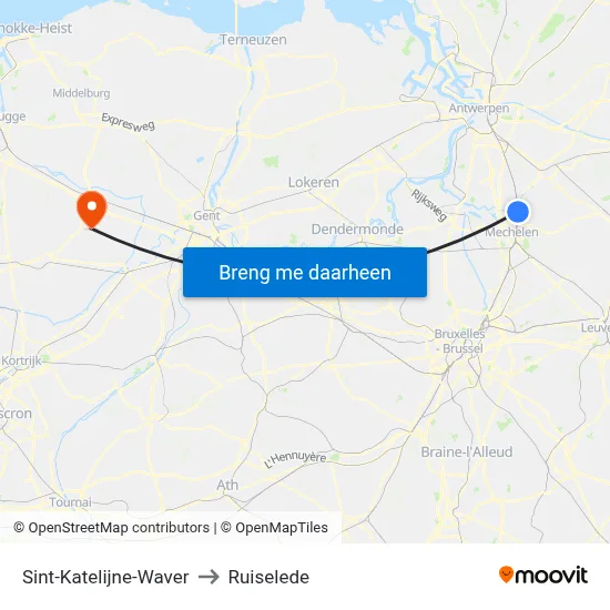 Sint-Katelijne-Waver to Ruiselede map