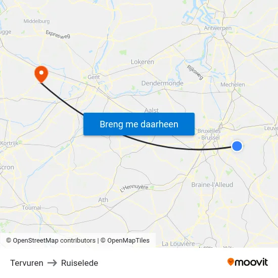 Tervuren to Ruiselede map