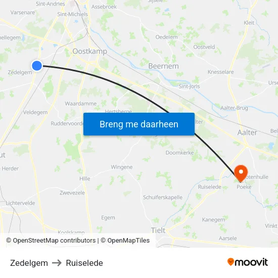Zedelgem to Ruiselede map