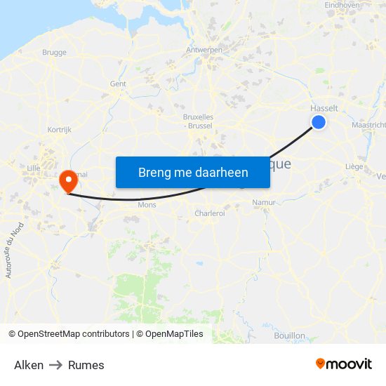 Alken to Rumes map