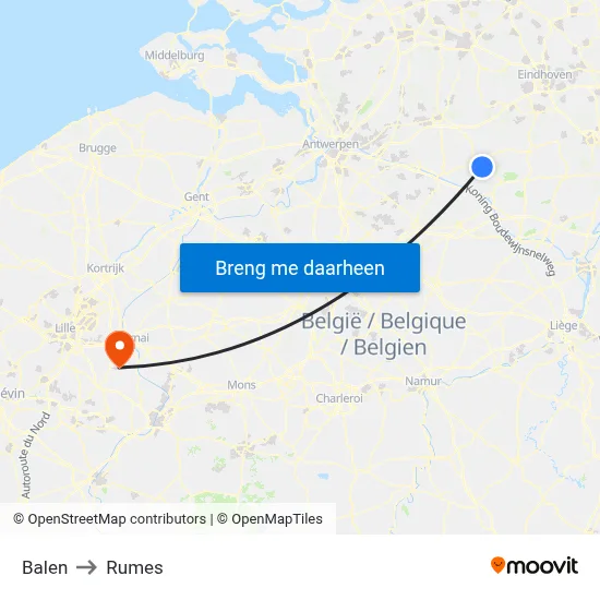 Balen to Rumes map