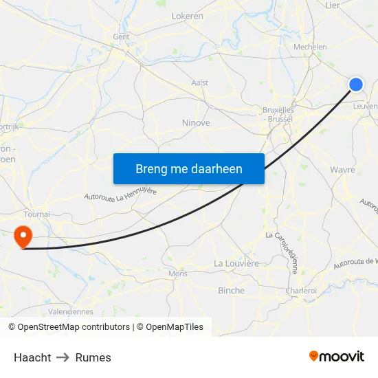 Haacht to Rumes map