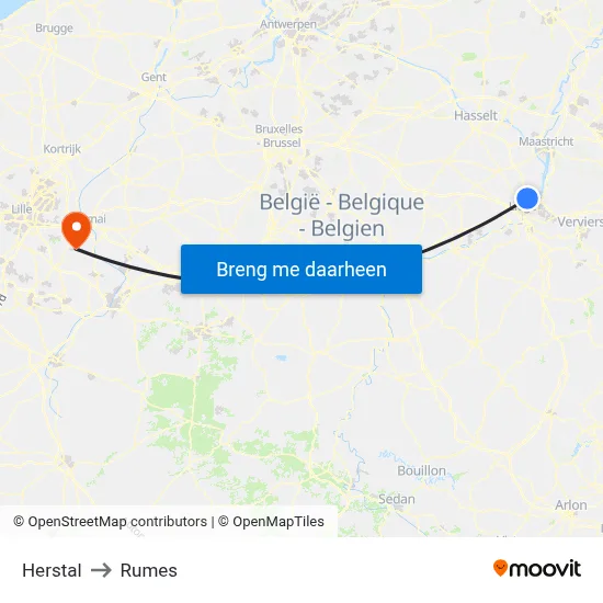 Herstal to Rumes map