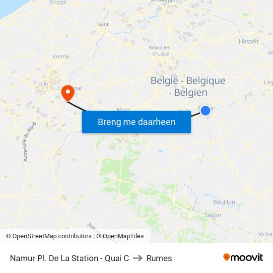 Namur Pl. De La Station - Quai C to Rumes map