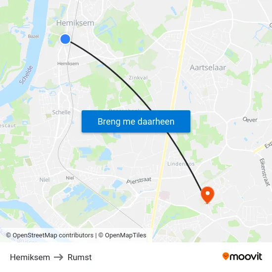 Hemiksem to Rumst map