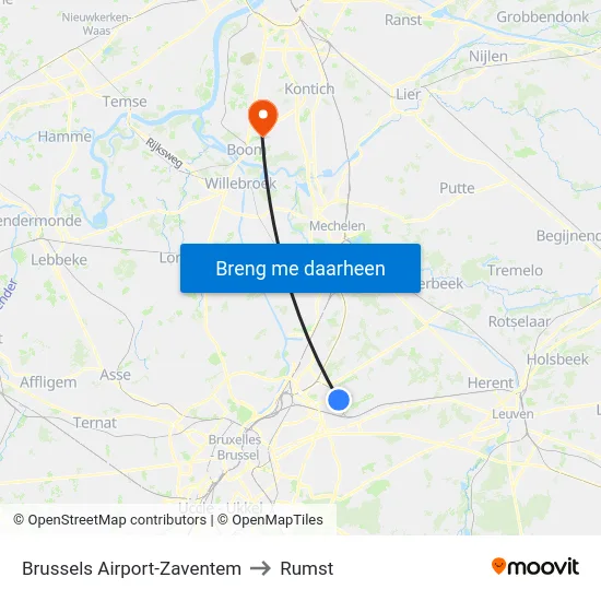 Brussels Airport-Zaventem to Rumst map