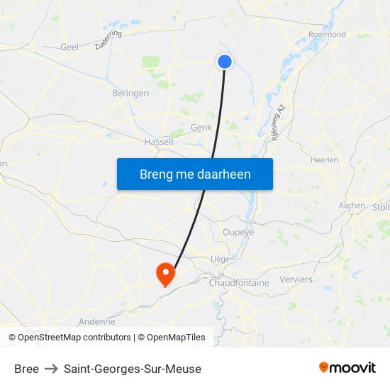 Bree to Saint-Georges-Sur-Meuse map