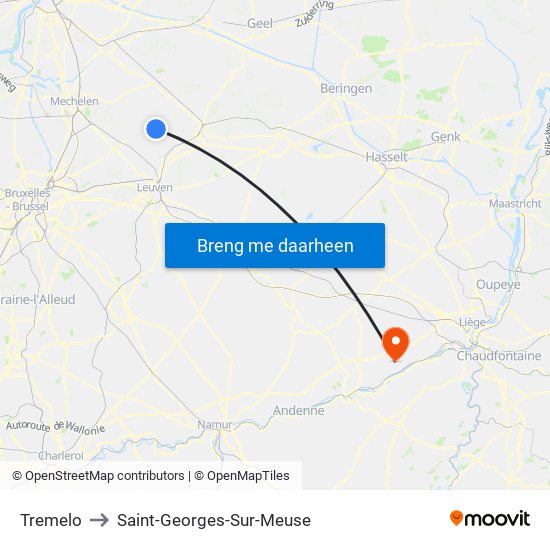 Tremelo to Saint-Georges-Sur-Meuse map