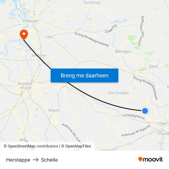 Herstappe to Schelle map