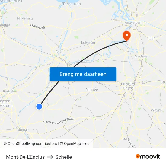 Mont-De-L'Enclus to Schelle map
