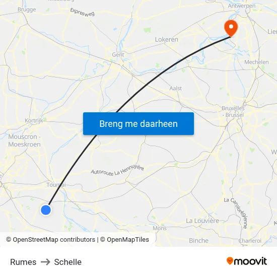 Rumes to Schelle map