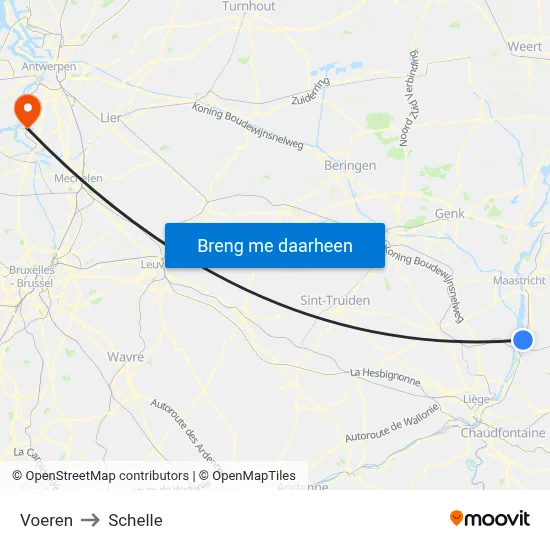 Voeren to Schelle map