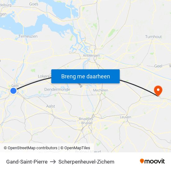 Gand-Saint-Pierre to Scherpenheuvel-Zichem map