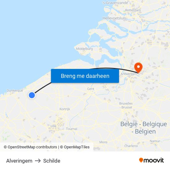Alveringem to Alveringem map