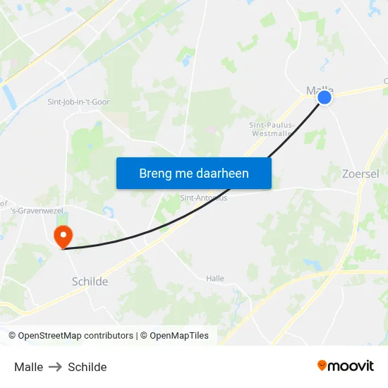 Malle to Schilde map