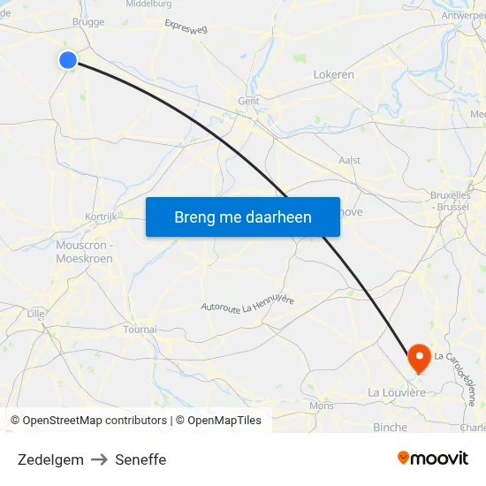 Zedelgem to Seneffe map