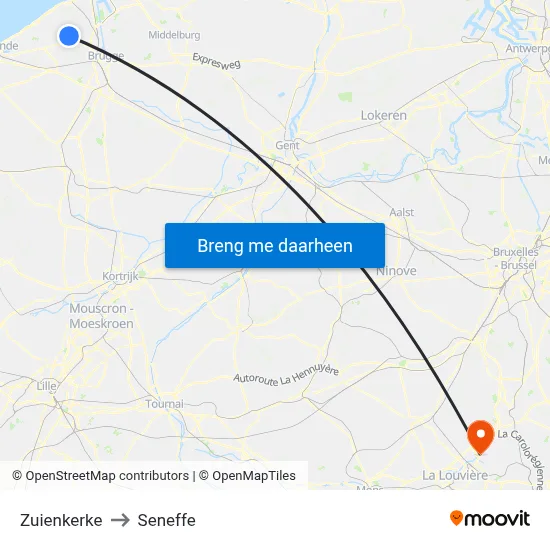 Zuienkerke to Seneffe map