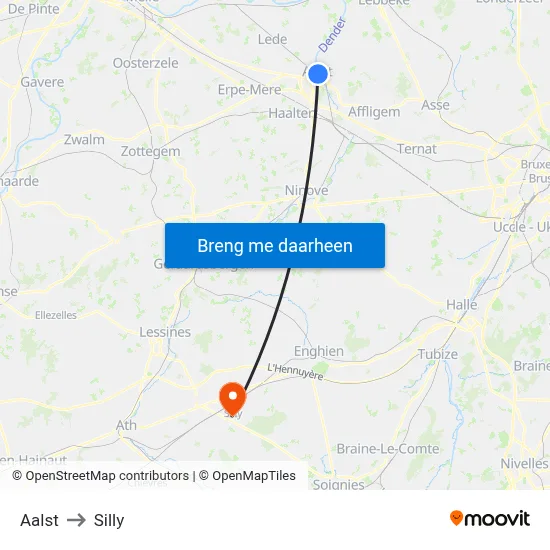 Aalst to Silly map