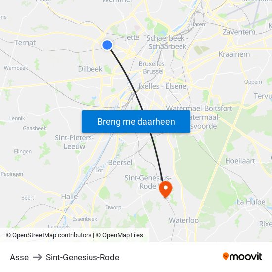 Asse to Sint-Genesius-Rode map