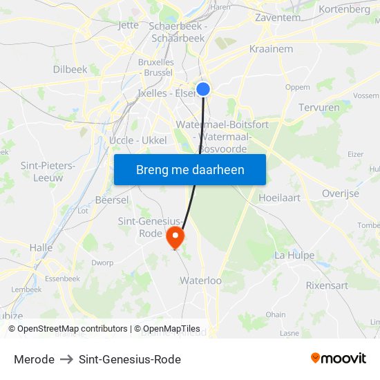 Merode to Sint-Genesius-Rode map