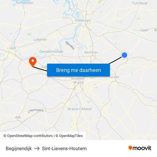 Begijnendijk to Sint-Lievens-Houtem map