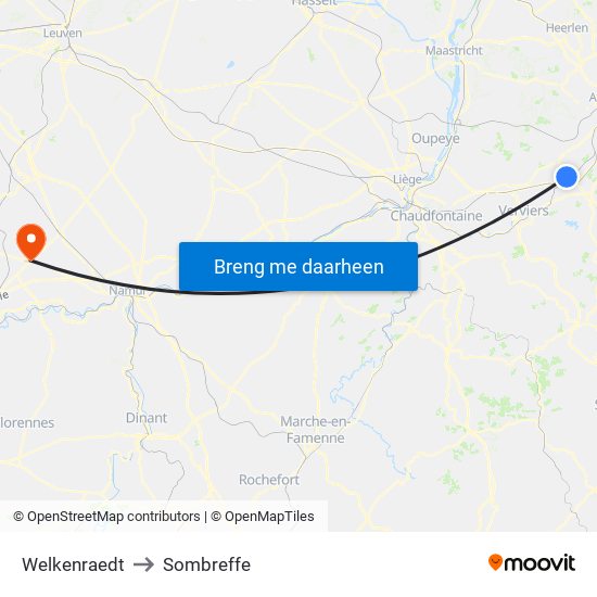 Welkenraedt to Sombreffe map