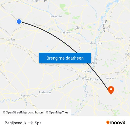 Begijnendijk to Spa map