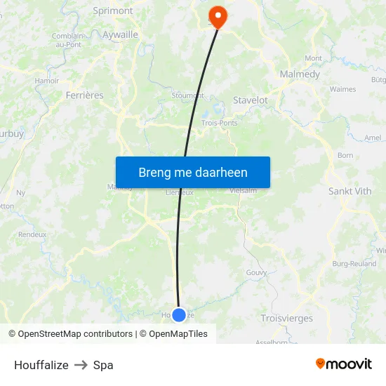 Houffalize to Spa map