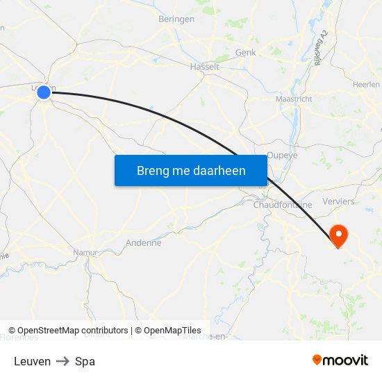 Leuven to Spa map