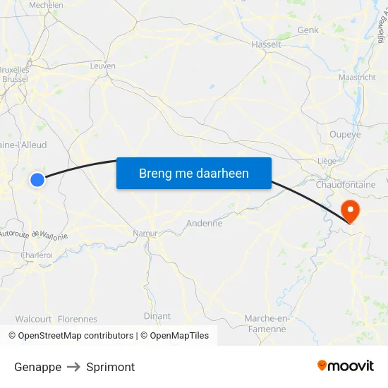 Genappe to Sprimont map