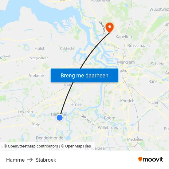 Hamme to Stabroek map