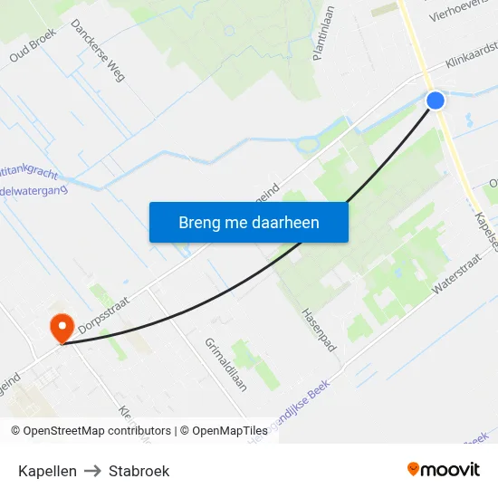 Kapellen to Stabroek map