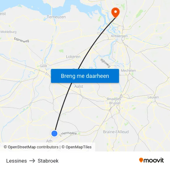 Lessines to Stabroek map