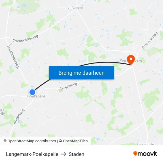 Langemark-Poelkapelle to Staden map