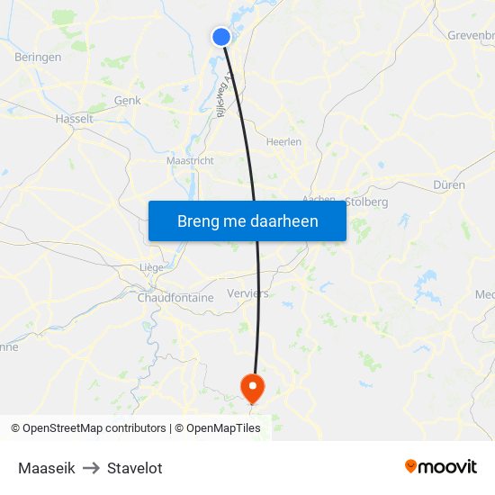 Maaseik to Stavelot map