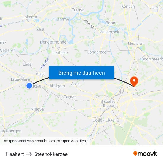 Haaltert to Steenokkerzeel map