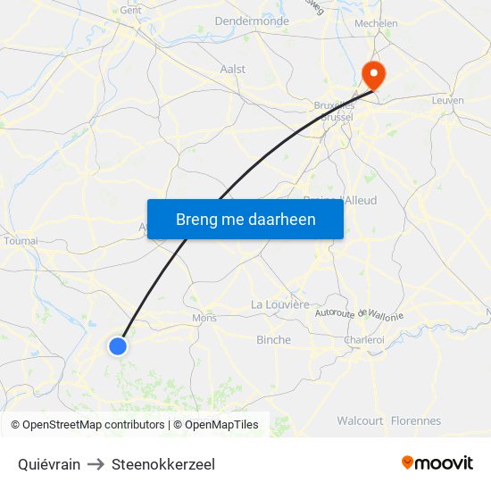 Quiévrain to Steenokkerzeel map