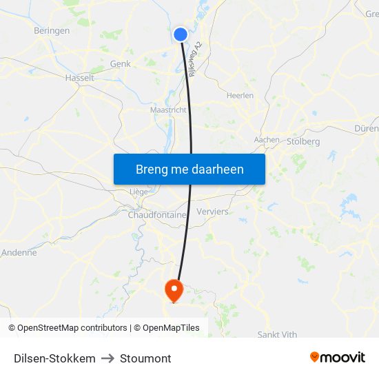 Dilsen-Stokkem to Stoumont map