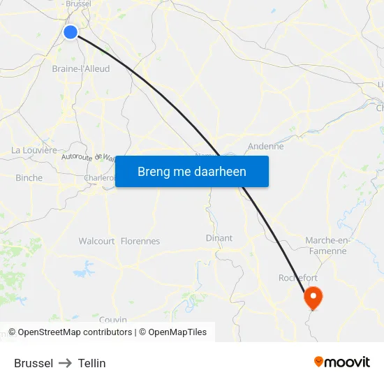 Brussel to Tellin map